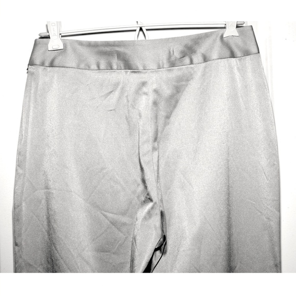 NWOT Silver Satin Dress Pants (zipper pull broken) - Picture 4 of 5